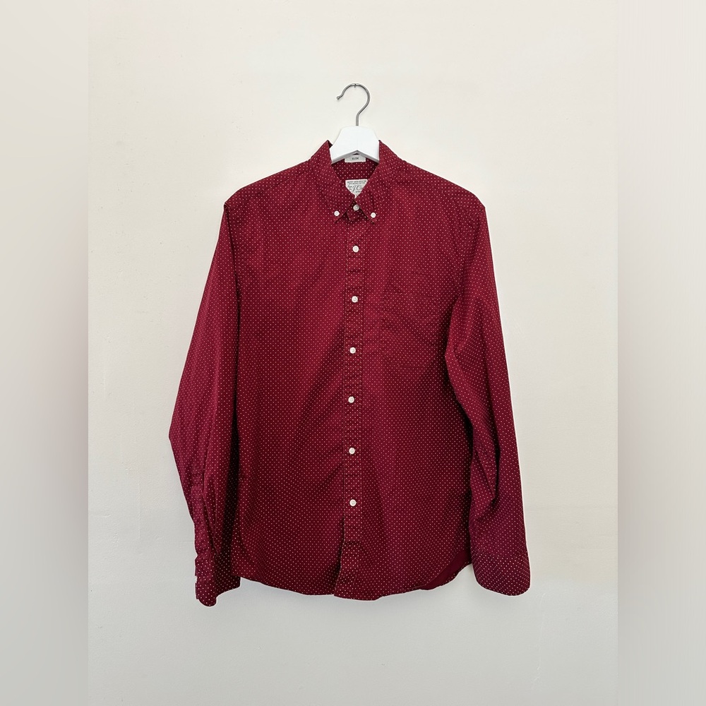 J.Crew Slim Secret Wash Shirt in red with polkadots in Medium